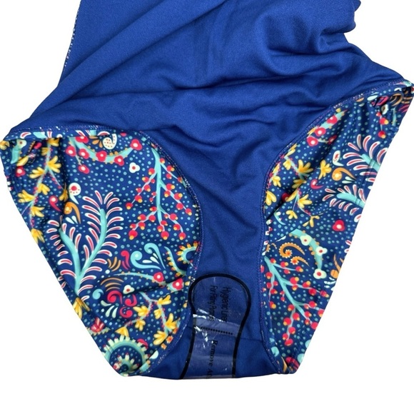 Nicole Miller One Piece Swimsuit S Blue Floral Sweetheart Adjustable Ruched NEW - Picture 9 of 15